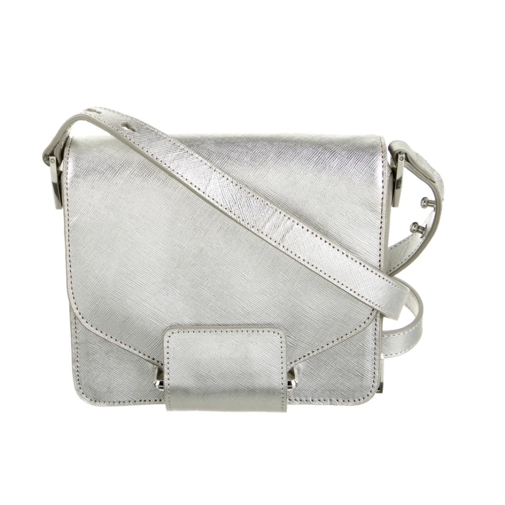 Loeffler Randall Silver/Metallic Leather Shoulder/Crossbody Bag